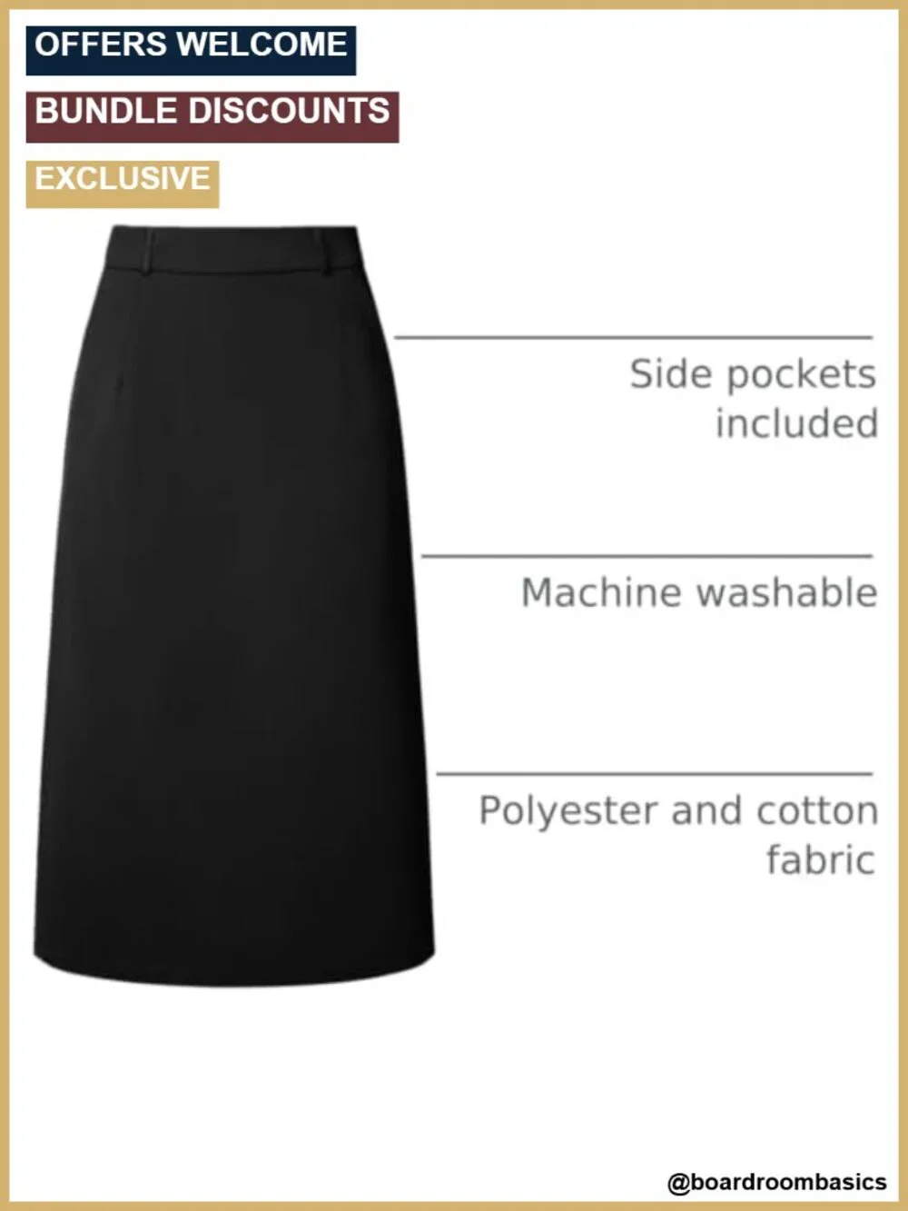 High Waist Pencil Skirt Midi Split Back Side Pockets Work Office Semi-Formal